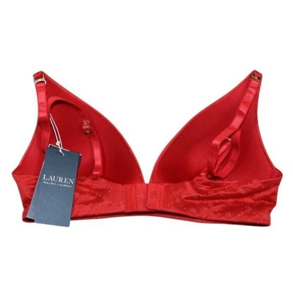 Ralph Lauren Size 36B Lightly Padded Wireless RLL Logo T Shirt Bra Ruby Red NWT - Picture 3 of 5